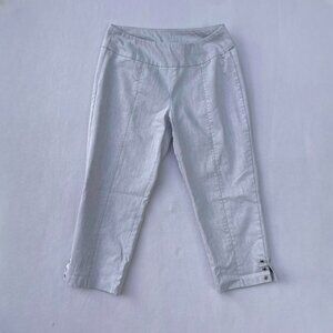 Vintage y2k Lulu-B White Mid-rise Grommet Capri Pants Size 6 Pedal Pushers Retro